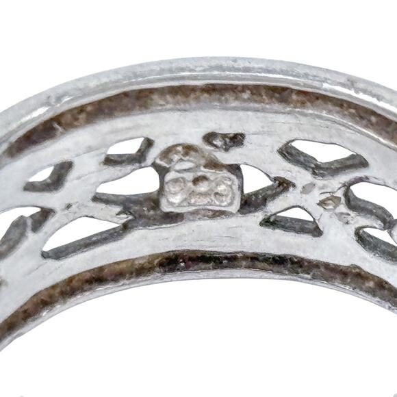 Filigree Eternity Band | Openwork Design | Vintage Sterling Silver 925 Size 6.5 - Picture 6 of 9